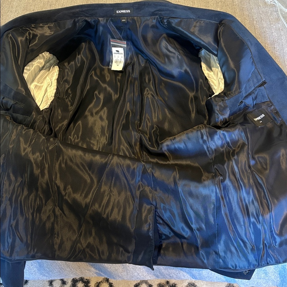 NWT New Men's Express Navy Velvet Slim Fit Suit Jacket - Picture 5 of 6